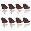 Ver imagem 1 de Kit 08 Cadeiras Poltrona de Jantar Bela Suede Marsala Base Metálica Industrial Dourado - Pallazio