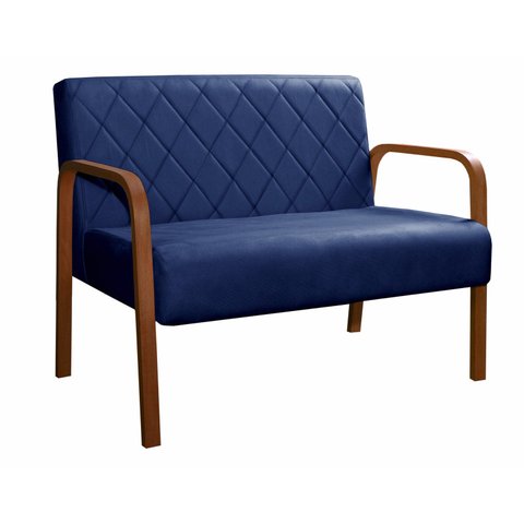 Sofà 2 Lugares Namoradeira Lara Decoração Sala Quarto Recepção - Suede Azul Marinho