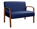 Ver imagem 1 de Sofà 2 Lugares Namoradeira Lara Decoração Sala Quarto Recepção - Suede Azul Marinho