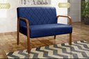 Ver imagem 3 de Sofà 2 Lugares Namoradeira Lara Decoração Sala Quarto Recepção - Suede Azul Marinho