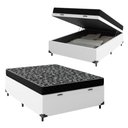 Ver imagem 1 de Cama Box Baú Casal 138 Sintético Branco com Colchão de Espuma D20 - Tampo Preto 12cm