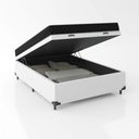 Ver imagem 2 de Cama Box Baú Casal 138 Sintético Branco com Colchão de Espuma D20 - Tampo Preto 12cm