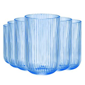 Jogo com 6 Copos de Vidro Canelado Azul 460ml