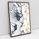 Ver imagem 1 de Quadro Decorativo em Canvas Abstrato Mármore Azul e Branco TaColado Moldura Flutuante 4,5cm Madeira