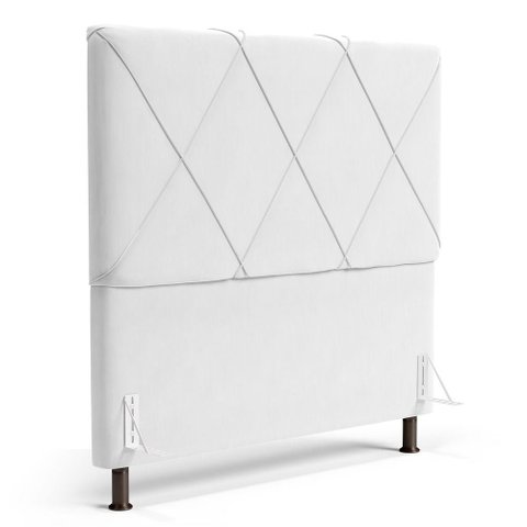 Cabeceira Cama Box Casal Mel 140cm com Frame Sintético Branco - Desk Design