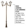Poste Liverpool para Jardim de Alumínio 02 Luminária 3,15m - 4