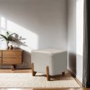 Ver imagem 2 de Puff Retangular Pé de Madeira Decorativo para Sala Orgânico Confortável e Reforçado Bouclé