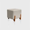 Ver imagem 4 de Puff Retangular Pé de Madeira Decorativo para Sala Orgânico Confortável e Reforçado Bouclé