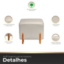 Ver imagem 3 de Puff Retangular Pé de Madeira Decorativo para Sala Orgânico Confortável e Reforçado Bouclé