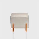 Ver imagem 1 de Puff Retangular Pé de Madeira Decorativo para Sala Orgânico Confortável e Reforçado Bouclé