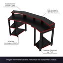 Ver imagem 3 de Mesa para Escritório Home Office Gamer ME4167 MDP Preto/Vermelho - Gran Belo