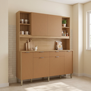 Ver imagem 1 de Cozinha Compacta 6 Portas 2 Gavetas 179,6 cm Botanika Marrom Freijó/Caramelo