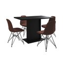 Ver imagem 6 de Mesa Jantar Londres Tampo Preto 120cm 4 Cadeiras Ferro Preto Estofado Caramelo