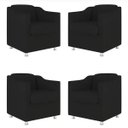 Ver imagem 1 de Kit 4 Poltronas Bia Decorativa Reforçada Recepção Clinica Salão Sala de Estar Suede:preto