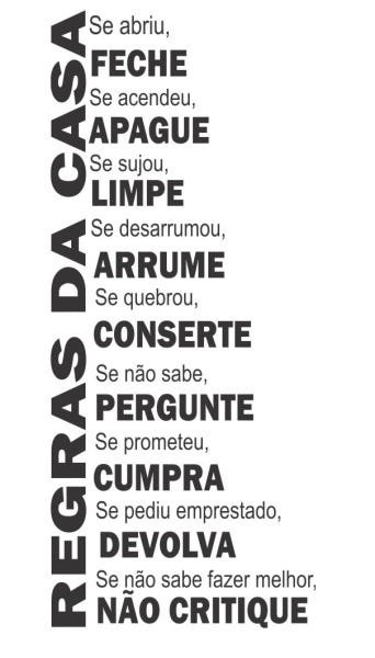 Adesivos Decorativos de Parede Frases educação Regras da Casa - 2