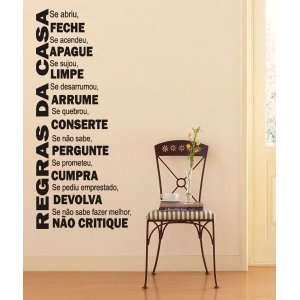 Adesivos Decorativos de Parede Frases Educação Regras da Casa