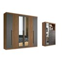 Ver imagem 1 de Guarda Roupa 2 Peças (1guardaroupa+1cômoda) Qc362 Jatobá/grafite - Santos Andirá