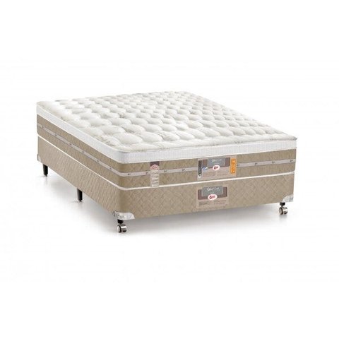 Cama Box + Colchão Casal Castor Mola Pocket® Silver Star Air com Box Si One Face 138x188x72cm