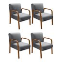 Ver imagem 1 de Kit 04 Poltronas Cadeiras Decorativas Anita para Sala Mesa de Jantar Quarto Recepção - Linho Cinza