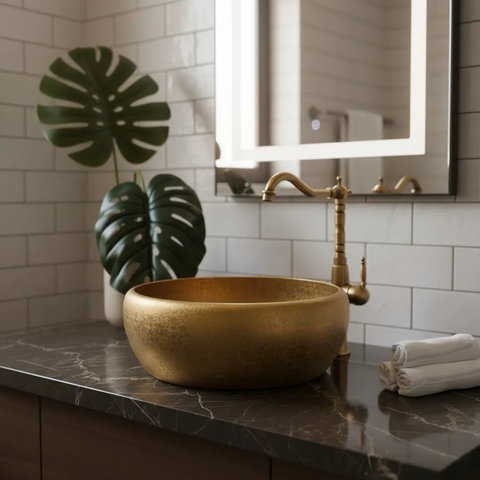 Cuba Evier Old Gold Banheiro Apoio Luxo Ouro Velho