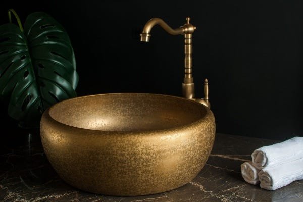 Cuba Evier Old Gold Banheiro Apoio Luxo 41x15 Ouro Velho