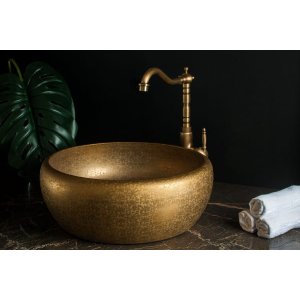 Cuba Evier Old Gold Banheiro Apoio Luxo 41x15 Ouro Velho