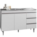 Ver imagem 1 de Balcão para Cozinha Tesser S/ Tampo 2 Portas 3 Gavetas Branco - Bela Móveis