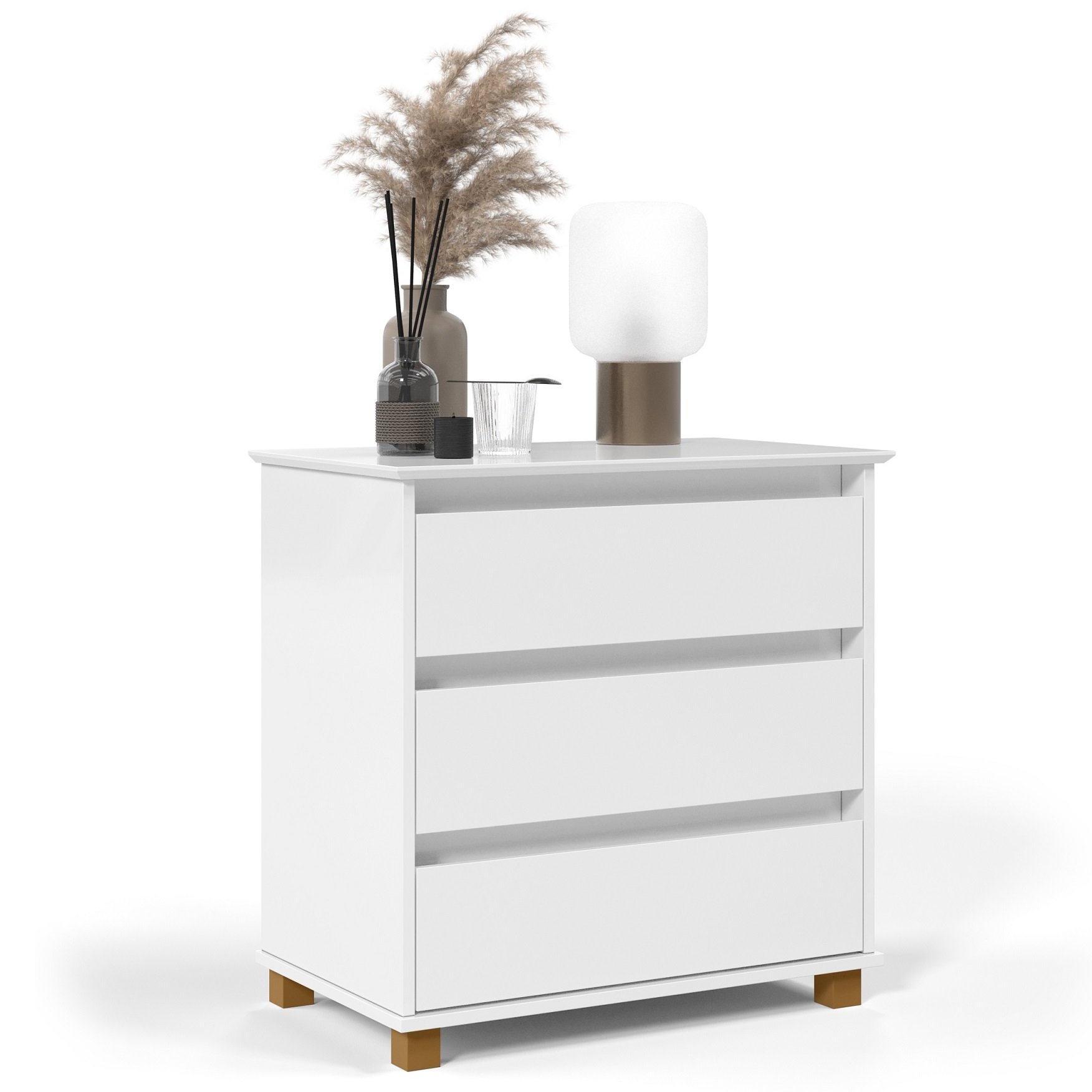 Mesa de Cabeceira 3 Gavetas Mini Cômoda EJ - beemóveis - Branco Menor preço em Mesa de Cabeceira 3 Gavetas Mini Cômoda EJ - beemóveis - Branco