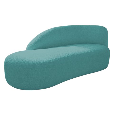 Divã Recamier Curvo Luna 140cm Lado Esquerdo Suede Adj Decor Azul Turquesa