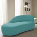 Ver imagem 2 de Divã Recamier Curvo Luna 140cm Lado Esquerdo Suede Adj Decor Azul Turquesa