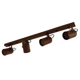 Trilho 4 Spots Direcionáveis Luminária Teto Marrom Sala 1274 - 1