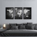 Ver imagem 4 de Quadro Mapa Mundi Arte Money Jogo 3 Peças 60x120 Moldura