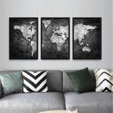 Ver imagem 2 de Quadro Mapa Mundi Arte Money Jogo 3 Peças 60x120 Moldura