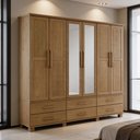 Ver imagem 4 de Guarda Roupa Casal com Espelho 6 Portas 6 Gavetas 248cm Madeira Maciça Zahav F06 Freijó - Lyam Decor