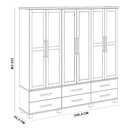 Ver imagem 6 de Guarda Roupa Casal com Espelho 6 Portas 6 Gavetas 248cm Madeira Maciça Zahav F06 Freijó - Lyam Decor