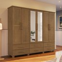 Ver imagem 3 de Guarda Roupa Casal com Espelho 6 Portas 6 Gavetas 248cm Madeira Maciça Zahav F06 Freijó - Lyam Decor