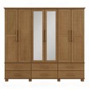 Ver imagem 2 de Guarda Roupa Casal com Espelho 6 Portas 6 Gavetas 248cm Madeira Maciça Zahav F06 Freijó - Lyam Decor
