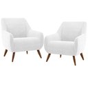 Ver imagem 1 de Kit 02 Poltronas Decorativa Fixa Pés de Madeira Paloma D02 Corano Branco C-12 - Lyam Decor
