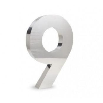 Número 9 de Aço Inox 3d Caixa Alta Polido Brilhante Espelhado 30 cm - Número de casa - 1