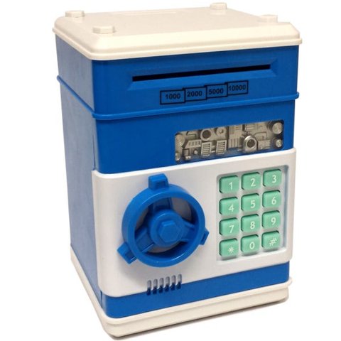 Cofrinho Digital Eletronico Automatico Senha Moedas Notas Azul GT170903-BL Lorben