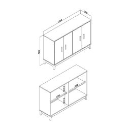 Cristaleira Horizontal 4 Portas de Vidro Freijó - 2