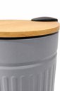 Ver imagem 2 de Lixeira com Tampa e Pedal de Bambu 3 Litros Fluted 17x24cm Jolitex - Cinza