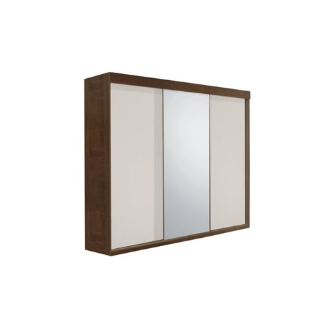 Guarda Roupa Casal 3 Portas de Correr Espelho Inteiro Central 6 Gavetas Garibaldi 100% Mdf - Valverd