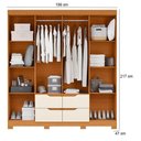 Ver imagem 2 de Guarda Roupa Casal + Cômoda Doble Sole 8 Portas de Bater 4 Gavetas MDP Cinamomo Off White