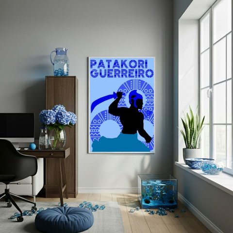 Quadro Decorativo Ogum Guerreiro - 70x50cm:moldura Preta