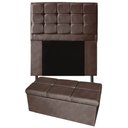 Ver imagem 1 de Kit Cabeceira + Calçadeira Baú Copenhague Solteiro 100cm Suede - Ecotec Decor:Marrom