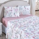 Ver imagem 2 de Jogo de Cama Lençol Queen Malha Soft 100% Algodão Fio Penteado Estampado Toque Macio 4 Peças Borbole