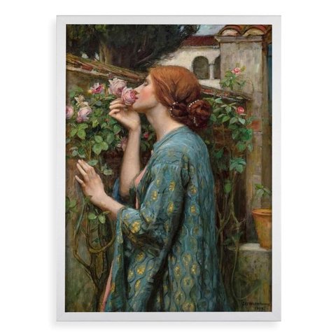 Quadro a Alma da Rosa John Waterhouse 24x18cm:moldura Branca