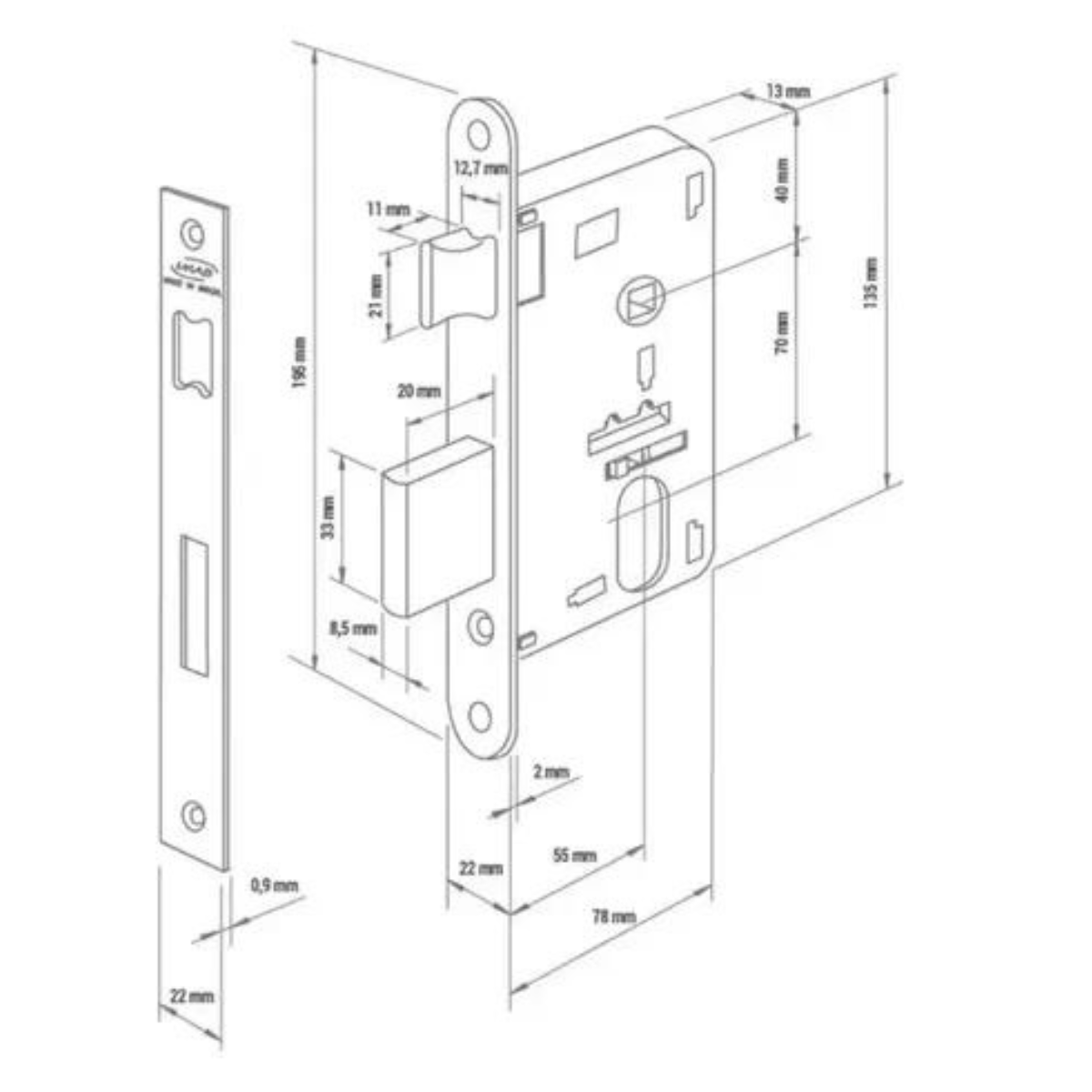 Fechadura Imab Porta Externa Broca 55mm Duna 3 Cromado - 3