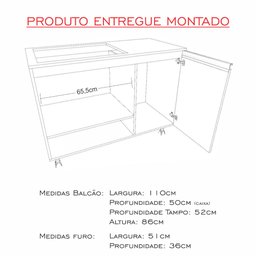 Balcão Multiuso para Cooktop Micro/forno/fruteira 100% Mdf - 5
